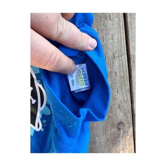 Please Mum Swim Top Rashguard Blue Sz 12-18m - Picture 3 of 4